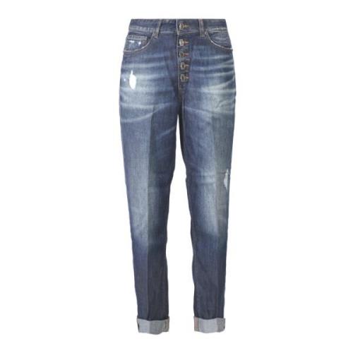 Dondup Mörk denim raka jeans Koons modell Blue, Dam