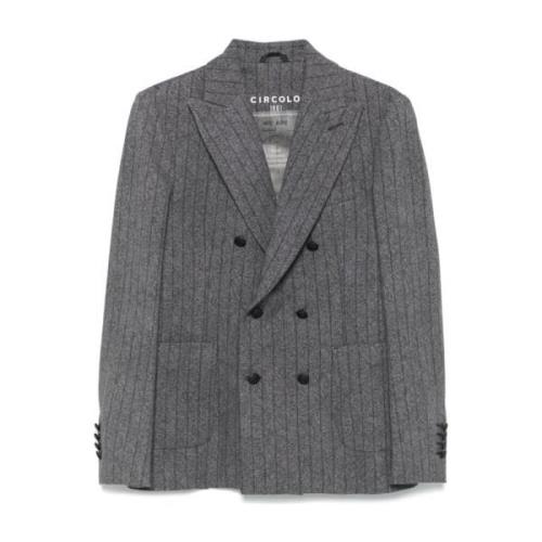 Circolo 1901 Grå Fleece Diagonal Randig Jacka Gray, Herr