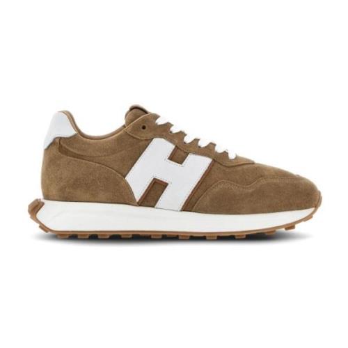 Hogan Brun Mocka Sneakers med Logotyp Patch Brown, Herr