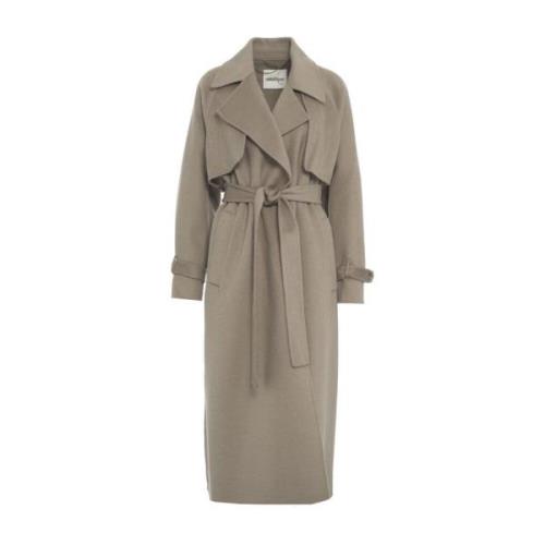 Ottod'Ame Klassisk Ullblandad Trenchcoat Gray, Dam