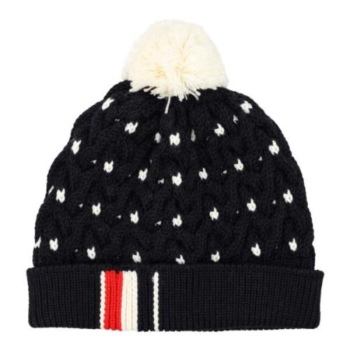 Thom Browne Marin Kabelmössa med Pom-Pom Blue, Herr