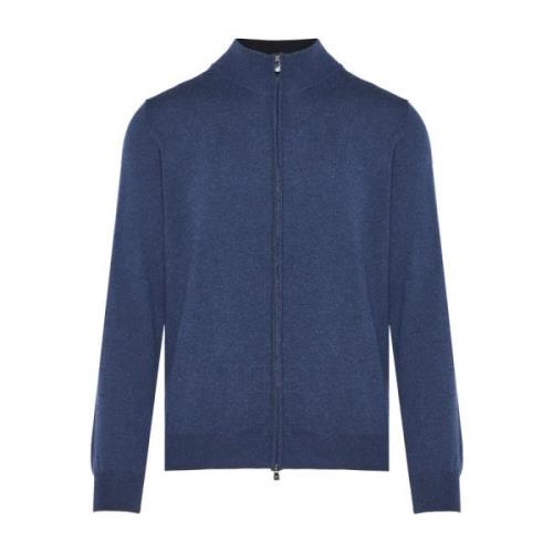 Corneliani Lyxig Ull Cashmere Kofta Blue, Herr