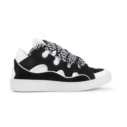 Lanvin Svarta Mocka Sneakers med Perforerade Detaljer Black, Herr