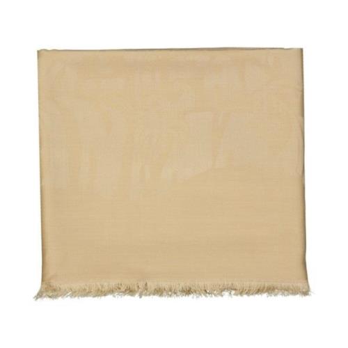 Lanvin Silke Ull Sjal med Fransar Beige, Dam