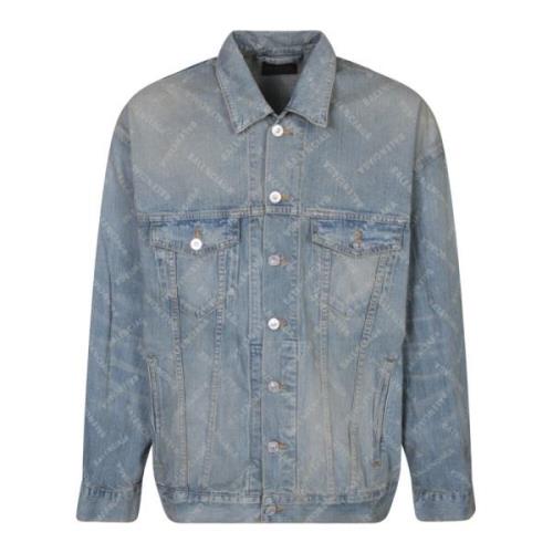 Balenciaga Blå Denim Blazer Jacka Blue, Herr