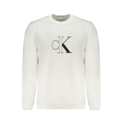 Calvin Klein Fleece Logo Sweatshirt Återvunnen Bomull White, Herr