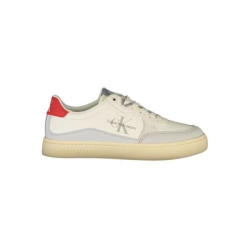 Calvin Klein Vit Polyester Sneaker med Kontrastdetaljer White, Herr