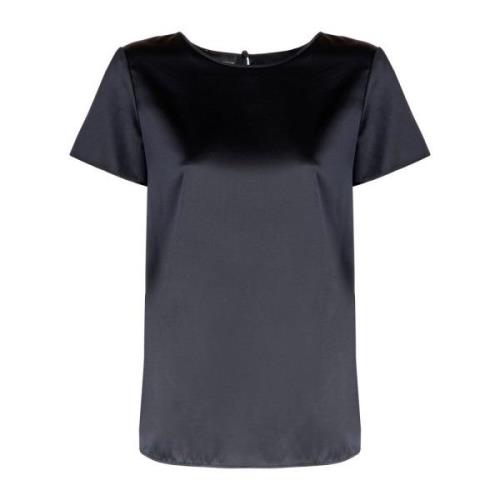 Emporio Armani Svart Silkeblandad Top Black, Dam