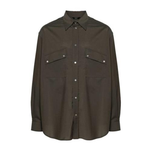 Fendi Lätt ull overshirt i Cipresso stil Green, Herr