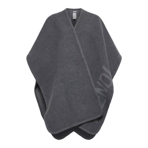 Fendi Grå Ull Kashmir Poncho med Logo Gray, Dam