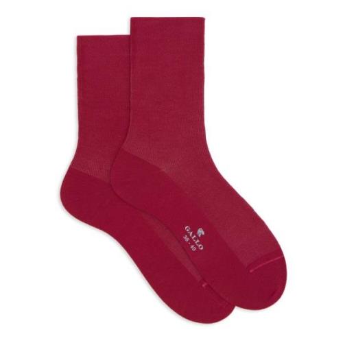 Gallo Kvinnors korta ribbade enfärgade fuchsia strumpor Red, Dam