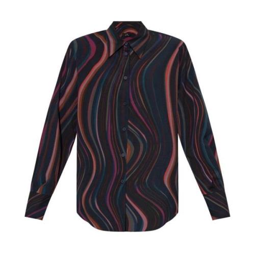 Paul Smith Blå Grafisk Tryck Knapp-Up Skjorta Multicolor, Dam