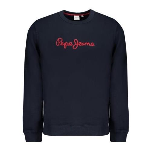 Pepe Jeans Blå Långärmad Broderad Sweatshirt Blue, Herr