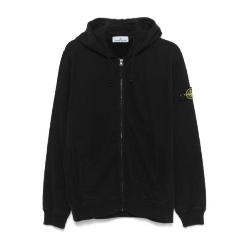 Stone Island Svart Huva med Dragkedja Black, Herr