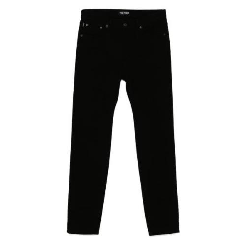 Tom Ford Bomullsjeans med Läderlogotyp Black, Herr