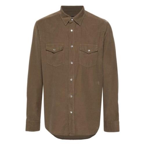 Tom Ford Corduroy slim fit skjorta med fickor Brown, Herr