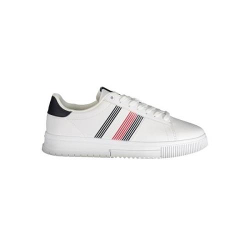 Tommy Hilfiger Vita polyester sneakers med snörning, kontrastdetaljer,...