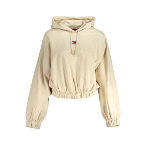 Tommy Hilfiger Beige Bomullshoodie med Brodyr Beige, Dam