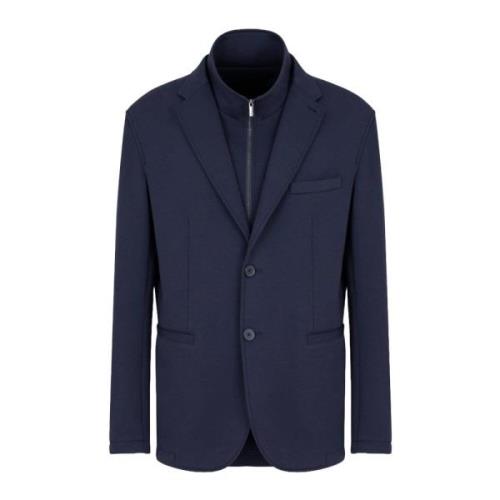 Armani Exchange Blå Jersey Blazer Knappstängning Blue, Herr