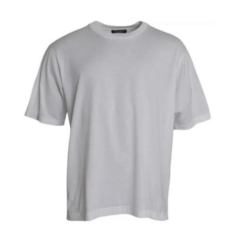 Dolce & Gabbana Vit Bomull T-shirt med Rund Hals och Korta ärmar White...