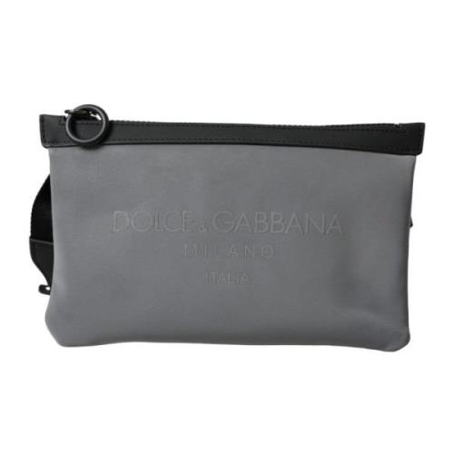 Dolce & Gabbana Logo Dragkedja Midja Fanny Pack Bälte Gray, Herr