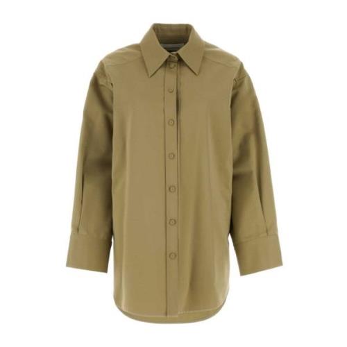 Jil Sander Oversize Khaki Poplin Skjorta Green, Dam