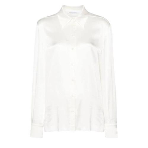 Alberta Ferretti Satin Skjorta med Långärmad White, Dam