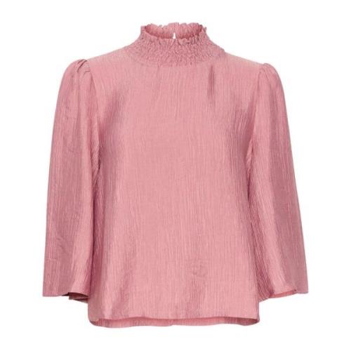 Kaffe Feminin Blus med ¾ Ärmar Pink, Dam