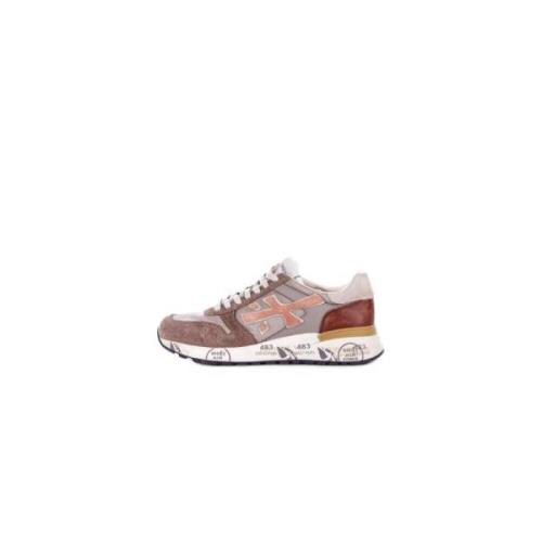 Premiata Läder Logga Sneakers Gummisula Beige, Herr