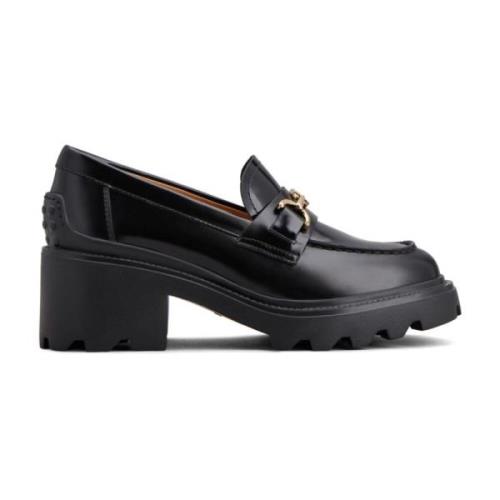 Tod's Svart Läder Slip-On Blockklack Black, Dam