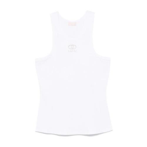 Liu Jo Vit Ribbad Logotyp Tanktop White, Dam