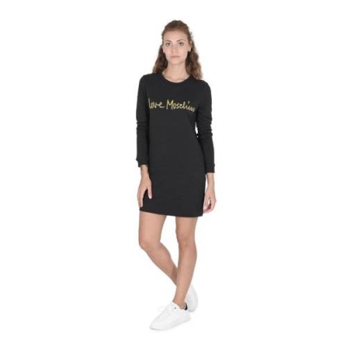 Love Moschino Svart Bomullsklänning Black, Dam