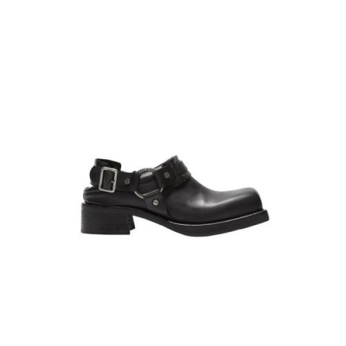 Acne Studios Svart Läder Spänne Mulor Skor Black, Dam