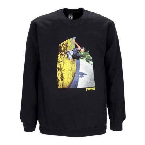 Thrasher Svart Crewneck Långärmad Sweatshirt Black, Herr