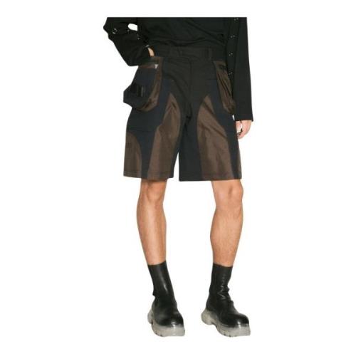 Mugler Kontrastväv Cargo Shorts Black, Herr