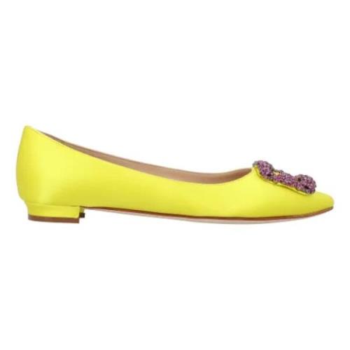 Manolo Blahnik Tyg lgskor Yellow, Dam