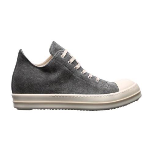 Rick Owens Borstad Väv Låga Sneakers Gray, Herr