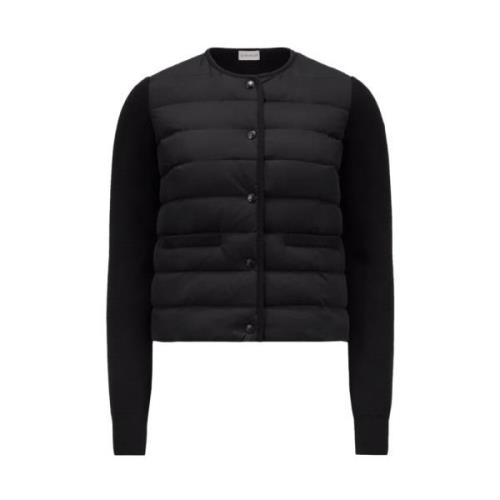 Moncler Vadderad Cardigan med Merinoull Black, Dam