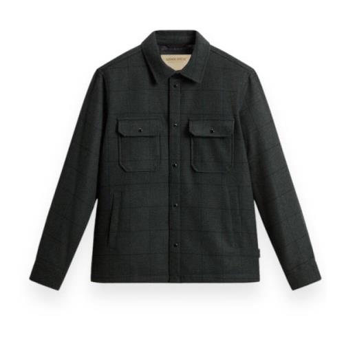 Woolrich Rutig Overshirt i Alaskansk Ull Green, Herr