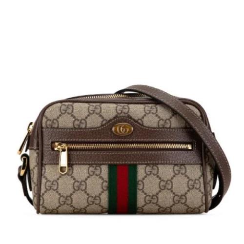 Gucci Vintage Pre-owned Tyg crossbodyvskor Beige, Dam