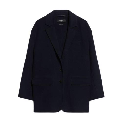 Max Mara Weekend Ullblazer med slagkrage och knappstängning Blue, Dam