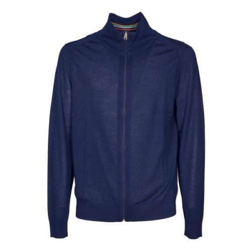 PS By Paul Smith Blå Merinoull Kofta Aw24 Blue, Herr