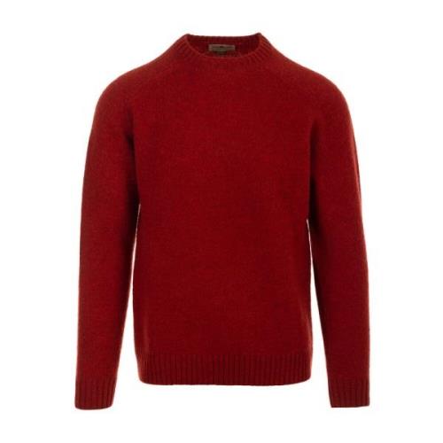 Irish Crone Bordeaux Crew Neck Jumper Sweater Red, Herr