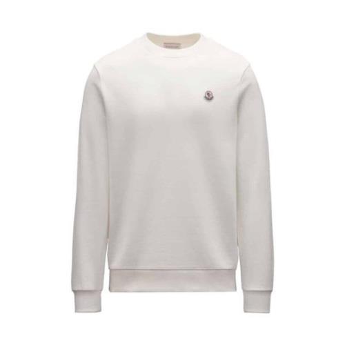 Moncler Logo Emblem Off White Sweatshirt White, Herr