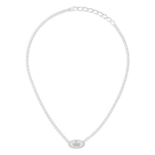 Gucci Varumärke halsband med oval tag i sterlingsilver_40-45cm tag 20 ...