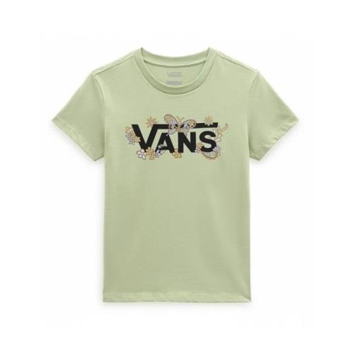 Vans Blommig Logga Bomull T-shirt Green, Dam