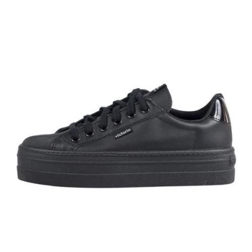 Victoria Dam Låg Topp Läder Sneakers Black, Dam