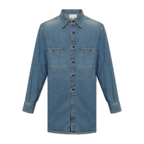 Maison Margiela Denimskjorta med vintageeffekt Blue, Herr