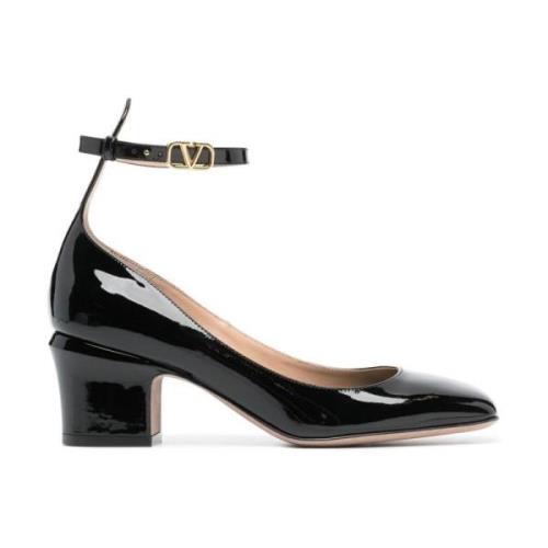 Valentino Garavani Svarta Lackläder Spänne Pumps Black, Dam