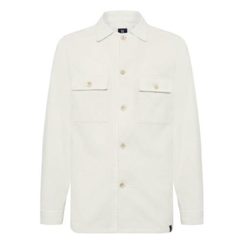 Boggi Milano Velvet Overshirt White, Herr